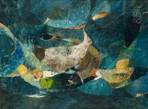 Ryszard Zając (1929 Kosów Huculski - 2016 Binningen k. Bazylei), Martwa natura z rybami, 1968