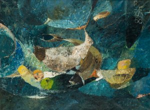 Ryszard Zając (1929 Kosów Huculski - 2016 Binningen pri Bazileji), Zátišie s rybami, 1968