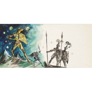 Jan Marcin Szancer (1902 Krakov-1973 Varšava), Ilustrace ke knize Příběh ocelového ježka. - rytíři, 1963