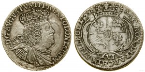 Poľsko, šesťpence, 1755 EC, Lipsko