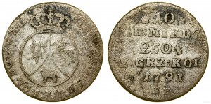 Pologne, 10 cuivre grosze, 1791 EB, Varsovie