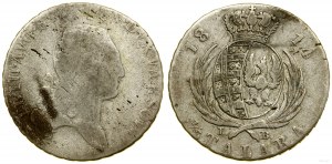 Pologne, 1/3 de thaler (deux zlotys), 1814 IB, Varsovie