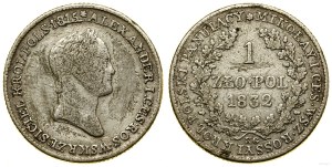 Polonia, 1 zloty, 1832 KG, Varsavia