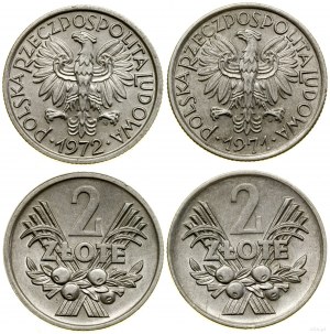 Poland, set: 2 x 2 gold, 1971, 1972, Warsaw.