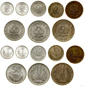 Poľsko, sada 8 mincí, 1949