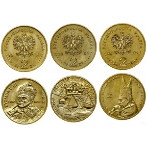 Polska, zestaw 3 x 2 złote, 1998, 2001, 2001, Warszawa