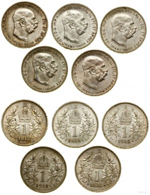 Austria, 5 x 1 crown set, 1912-1916, Vienna