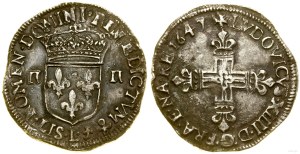 France, 1/4 écu, 1647, Bayonne