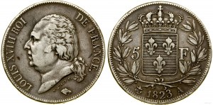 Francia, 5 franchi, 1823 A, Parigi