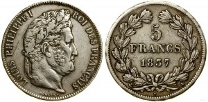 Francja, 5 franków, 1837 A, Paryż