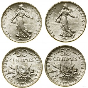 Francja, lot 2 x 50 centymów, 1918, Paryż
