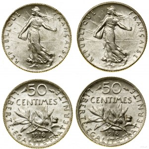 Francia, lotto 2 x 50 centesimi, 1918, Parigi