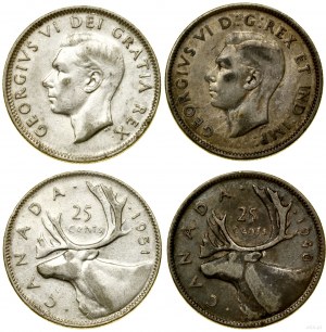 Canada, lotto 2 x 25 centesimi, 1940, 1951, Ottawa