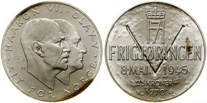Norvège, 25 couronnes, 1970, Kongsberg