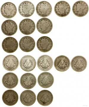 United States of America (USA), set of 11 x 5 cents, 1901-1911, Philadelphia