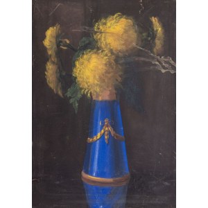 Tadeusz GRABOWSKI, ŻÓŁTE ASTRY W NIEBIESKIM WAZONIE, ok. 1948