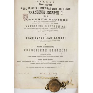 DYPLOM FRANCISZKA GRODECKIEGO, 1879
