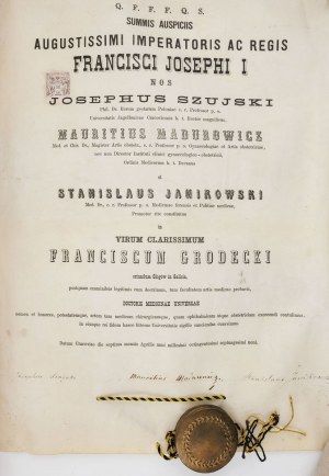 DIPLOMA OF FRANCIS GRODECKI, 1879
