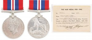 THE WAR MEDAL 1939-45 WITH AWARDING, 1946