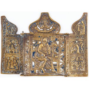 TRAVELING ICCON, TRYPTIC WITH St. John the Evangelist, Russia, 19th century.