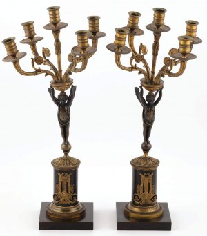 Coppia di candelabri in stile impero, Polonia, prima metà del XIX secolo.