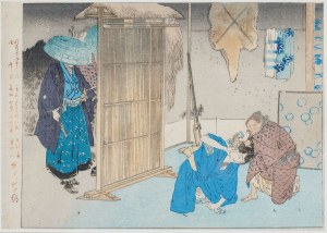 Scéna z divadla KABUKI, Japonsko, 19.-20. století.