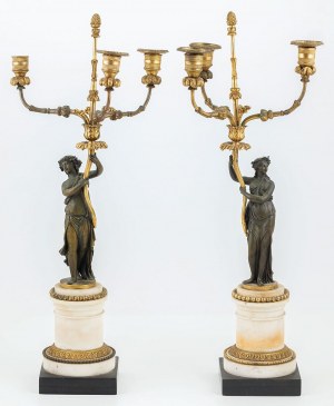 Dvojice svícnů, polovina 19. století.