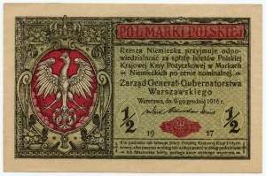 1/2 polnische Marke 1916 - Allgemeine Serie B
