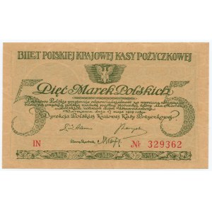 5 poľských značiek 1919 - séria IN