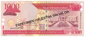 DOMINIKANA - 1,000 pesos 2002 - SPECIMEN - designer autograph