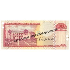 DOMINIKANA - 1,000 pesos 2002 AB 000000 - ESPECIMEN/MUSTRA - SPECIMEN - autograph by designer Piotr Naszrakowski