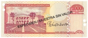 DOMINIKANA - 1,000 pesos 2002 AB 000000 - ESPECIMEN/MUSTRA - SPECIMEN - autograph by designer Piotr Naszrakowski