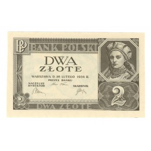 2 złote 1936 - bez serii i numeracji oraz poddruku na awersie.