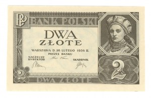 2 zloty 1936 - without series and numbering and subprint on the obverse.