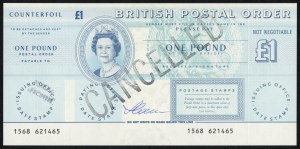 GREAT BRITAIN - postal order - £1 - autograph by designer Czeslaw Slania