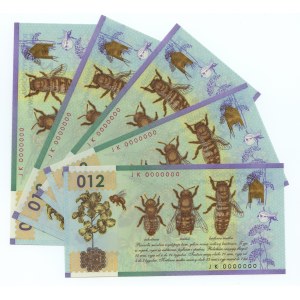 PWPW - Pszczoła miodna 012 - JK 0000000 - zestaw 5 sztuk