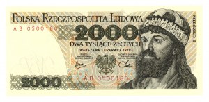 2,000 zloty 1979 - series AB 0500180