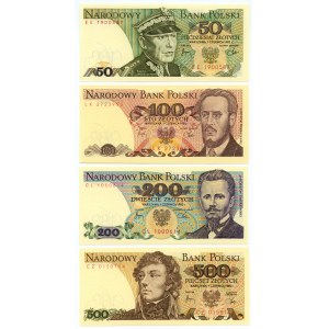 50-500 złotych 1982 - set 4 sztuk