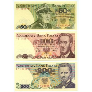 50-200 złotych 1988 - set 3 sztuk