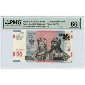 20 złotych 2015 - 1050 rocznica chrztu Polski - PMG 66 EPQ