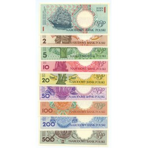 Miasta Polskie - 1-500 złotych 1990 - zestaw 9 sztuk