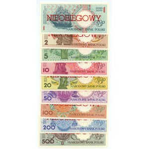 Miasta Polskie - 1-500 złotych 1990 - nadruk nieobiegowy - zestaw 9 sztuk