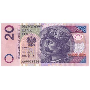 20 złotych 1994 - seria AA 0003556