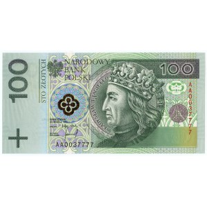 100 złotych 1994 - seria AA 0037777 - ciekawa numeracja
