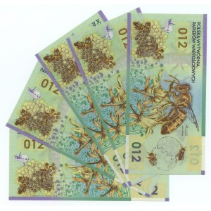 PWPW - Pszczoła miodna 012 - JK 0000000 - zestaw 5 sztuk