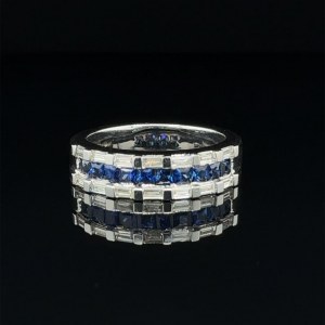 RING IN 18K GOLD 7.65 GR SAPPHIRES AND DIAMONDS - RNG30603