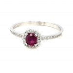 RING IN 14K WHITE GOLD 2.06 GR WITH RUBY AND DIAMONDS - RNG40205