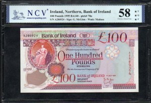 Severní Irsko. Bank of Ireland 100 liber 1995