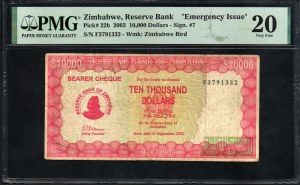 Zimbabwe. Bank Rezerw 10000 dolarów 2003