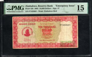 Zimbabwe. Rezervná banka 10000 dolárov 2003